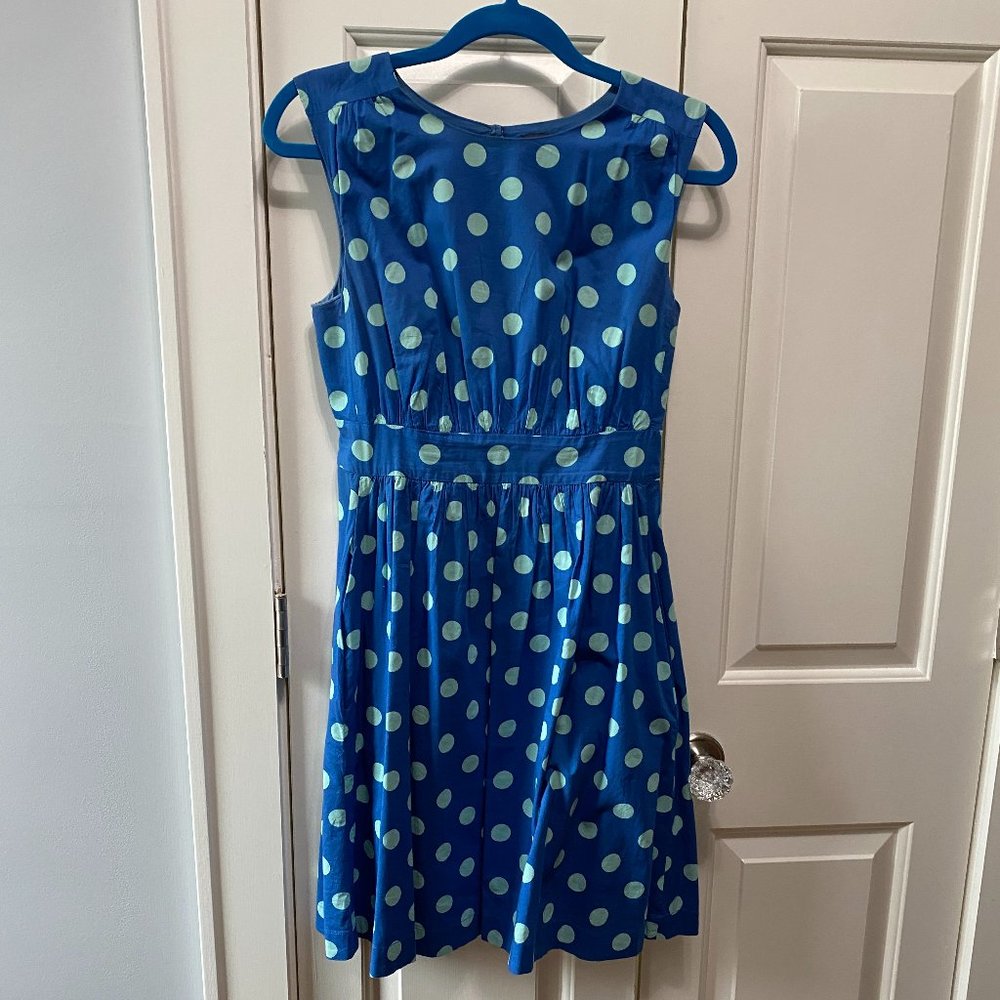 Emily and Fin Modcloth Polka dot Blue and Green Vintage Inspired dress